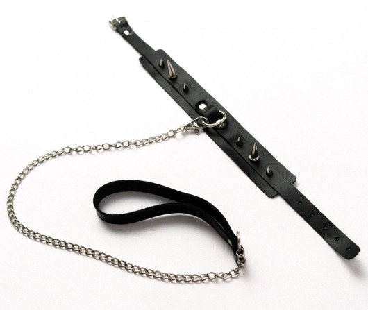 Черный ошейник с шипами и поводком - Crazy Handmade - купить с доставкой в Реутове