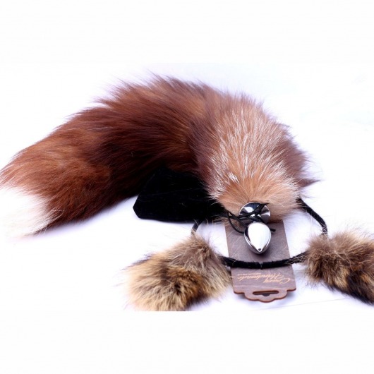 Игровой комплект: серебристая анальная пробка с пушистым хвостом и ободок-ушки - Crazy Handmade - купить с доставкой в Реутове