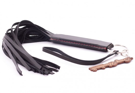 Черная кожаная плеть с удобной ручкой - 50 см. - Crazy Handmade - купить с доставкой в Реутове