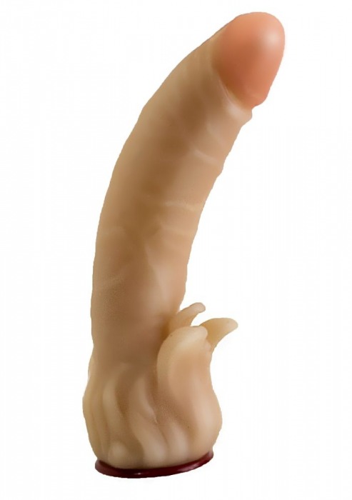 Телесная гелевая насадка-фаллос с клиторальными лепестками - 18,5 см. - LOVETOY (А-Полимер) - купить с доставкой в Реутове