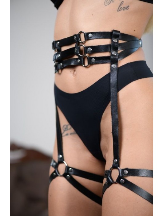 Кожаные гартеры на поясе Esteria - БДСМ Арсенал - купить с доставкой в Реутове