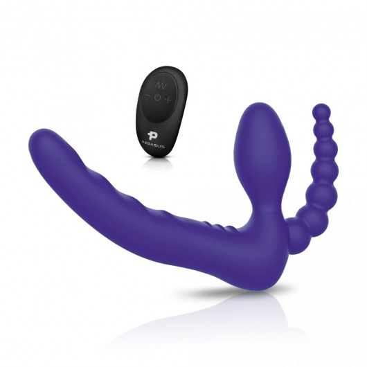 Фиолетовый безремневой страпон с пультом ДУ 7’’ Remote Control Strapless - 24 см. - Pegasus - купить с доставкой в Реутове