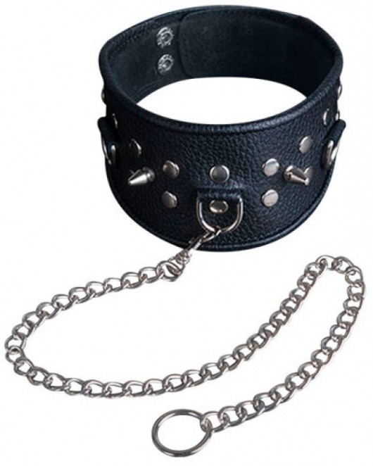Чёрный ошейник из кожи - Sitabella - купить с доставкой в Реутове