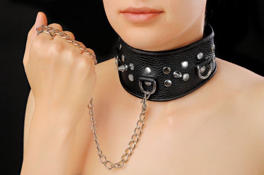 Чёрный ошейник из кожи - Sitabella - купить с доставкой в Реутове