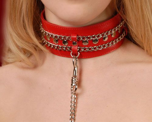 Красный ошейник с цепочками - Sitabella - купить с доставкой в Реутове