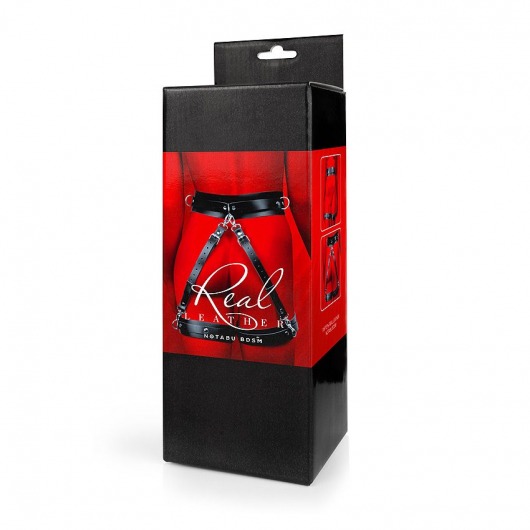 Черный кожаный пояс с гартерами - S-M - Notabu - купить с доставкой в Реутове