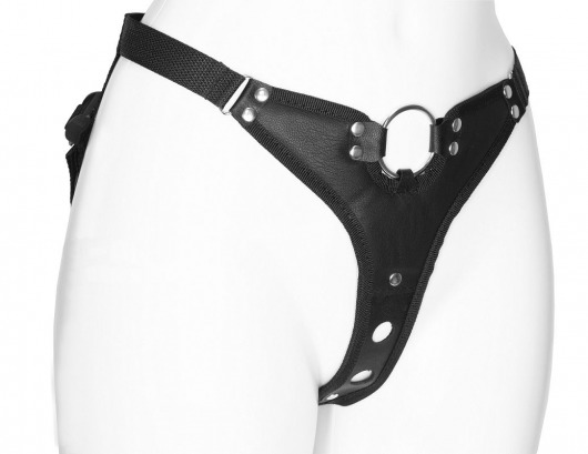 Черный женский пояс с вагинальной пробкой - LOVETOY (А-Полимер) - купить с доставкой в Реутове