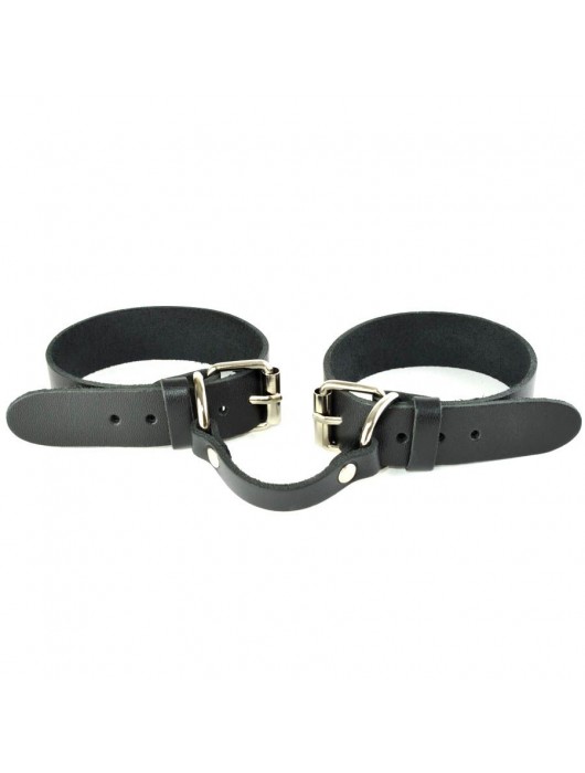 Черные кожаные наручники со съемной красной опушкой - Sitabella - купить с доставкой в Реутове