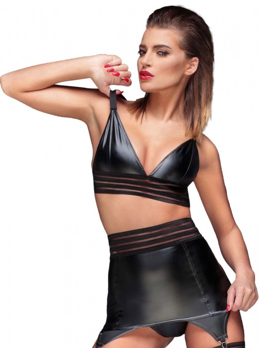 Бюстгальтер на эластичной ленте Powerwetlook bralette with elastic tape - Noir Handmade купить с доставкой