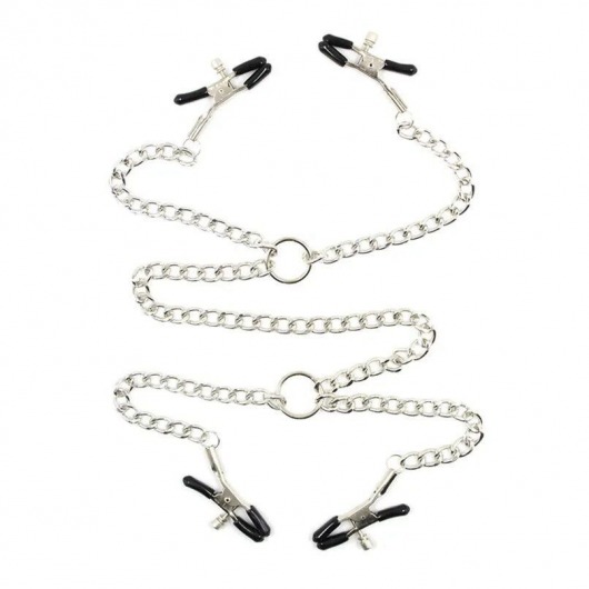 Серебристые зажимы для сосков и половых губ на тонкой цепочке - Notabu - купить с доставкой в Реутове