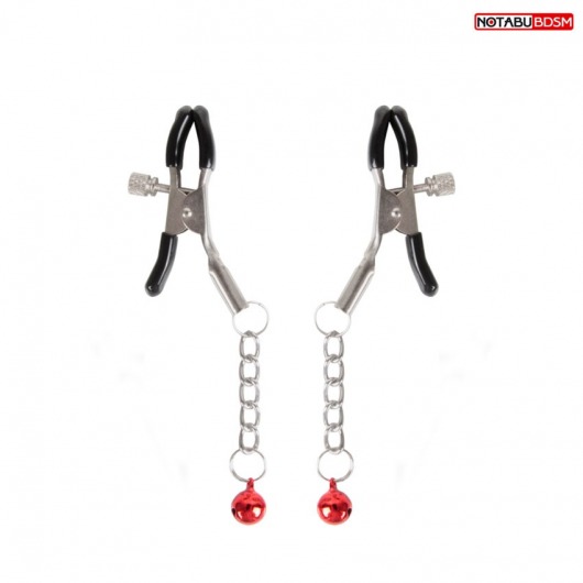 Серебристые зажимы на соски с шариками на цепочках - Notabu - купить с доставкой в Реутове