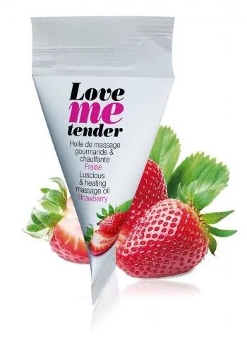 Съедобное согревающее массажное масло Love Me Tender Strawberry с ароматом клубники - 10 мл. - Love to Love - купить с доставкой в Реутове