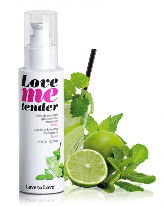 Съедобное согревающее массажное масло Love Me Tender Mojito с ароматом мохито - 100 мл. - Love to Love - купить с доставкой в Реутове
