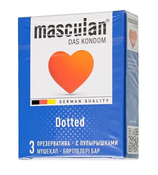 Презервативы с пупырышками Masculan Dotted - 3 шт. - Masculan - купить с доставкой в Реутове