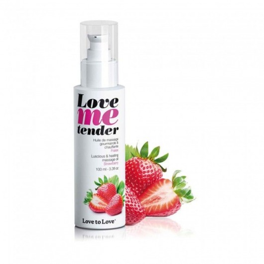Съедобное согревающее массажное масло Love Me Tender Strawberry с ароматом клубники - 100 мл. - Love to Love - купить с доставкой в Реутове