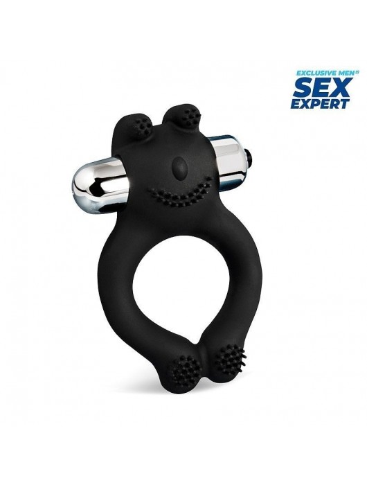 Черное силиконовое эрекционное виброкольцо Sex Expert - Sex Expert - в Реутове купить с доставкой