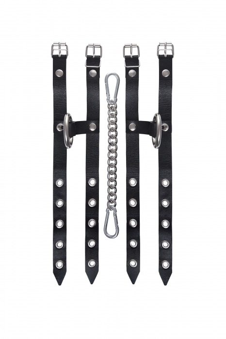 Черные однослойные кожаные оковы из двух ремешков - Pecado - купить с доставкой в Реутове