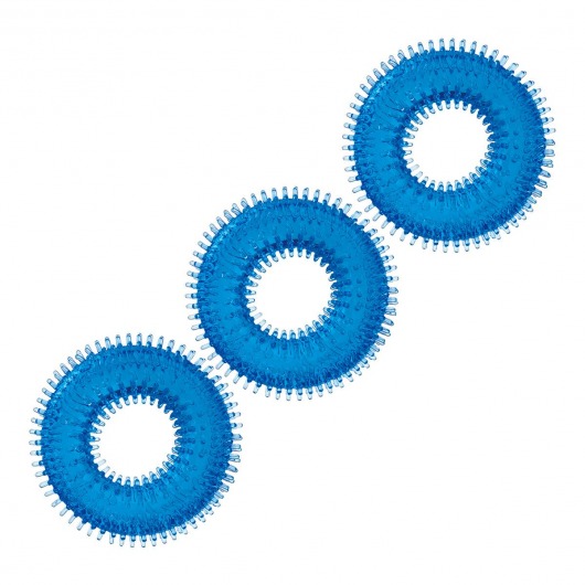 Комплект из трех голубых колец для эрекции 3-Pack Ultra-Stim Stretch Cock Rings - BlueLine - в Реутове купить с доставкой