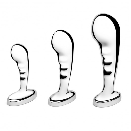Набор из 3 стальных стимуляторов простаты Stainless Steel P-spot Training Set - b-Vibe - в Реутове купить с доставкой
