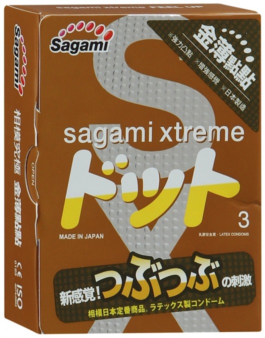 Презервативы Sagami Xtreme FEEL UP с точечной текстурой и линиями прилегания - 3 шт. - Sagami - купить с доставкой в Реутове