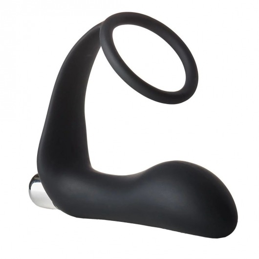 Черное эрекционное кольцо с вибропробкой Vibrating Anal Plug With Cockring - Dream Toys - в Реутове купить с доставкой
