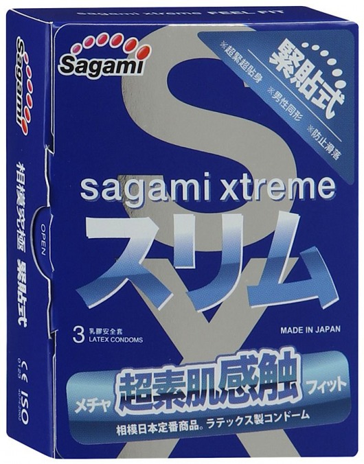 Розовые презервативы Sagami Xtreme FEEL FIT 3D - 3 шт. - Sagami - купить с доставкой в Реутове