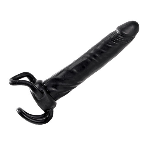 Чёрная насадка-фаллос для двойного проникновения INFLATABLE DILDO SLIM DONG  - 13,5 см. - Toyz4lovers - в Реутове купить с доставкой