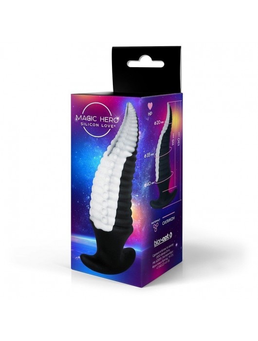 Черно-белый фантазийный анальный стимулятор-щупальце - 13 см. - Bior toys