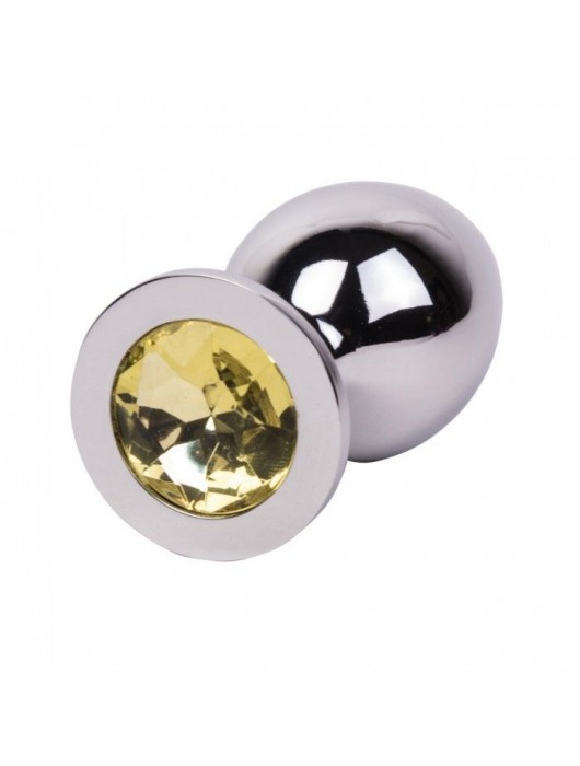 Большой стальной плаг с желтым кристаллом Sweet Lemon - 9,5 см. - Erotic Fantasy - купить с доставкой в Реутове