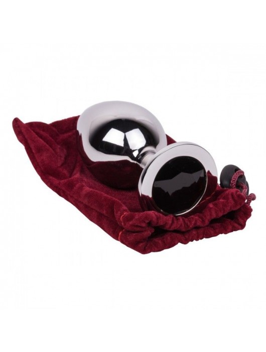 Большой стальной плаг с черным кристаллом Black Rave - 9,5 см. - Erotic Fantasy - купить с доставкой в Реутове