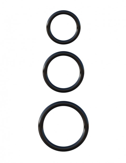Набор из трех черных эрекционных колец Silicone 3-Ring Stamina Set - Pipedream - в Реутове купить с доставкой