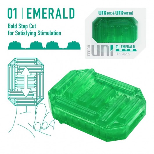 Зеленый мастурбатор-стимулятор Tenga Uni Emerald - Tenga - в Реутове купить с доставкой