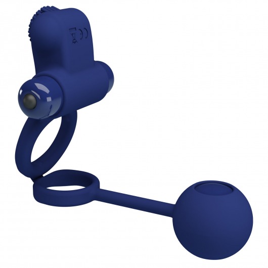 Синее вибрирующее кольцо с утяжеляющим шариком - Baile - в Реутове купить с доставкой