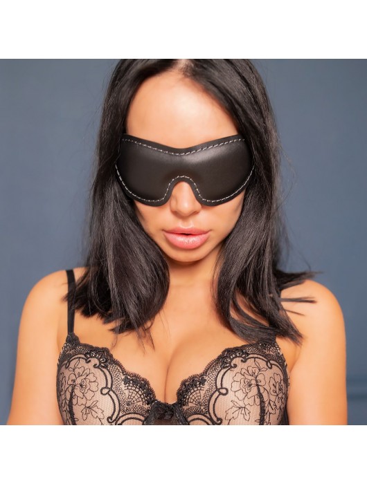 Черная мягкая закрытая маска из натуральной кожи - Crazy Handmade - купить с доставкой в Реутове