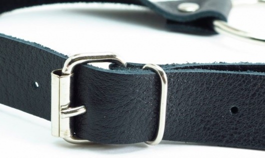 Черный кожаный кляп с кольцом - БДСМ Арсенал - купить с доставкой в Реутове