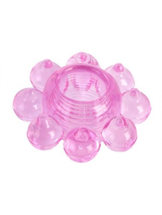 Розовое гелевое эрекционное кольцо-цветок - Toyfa Basic - в Реутове купить с доставкой