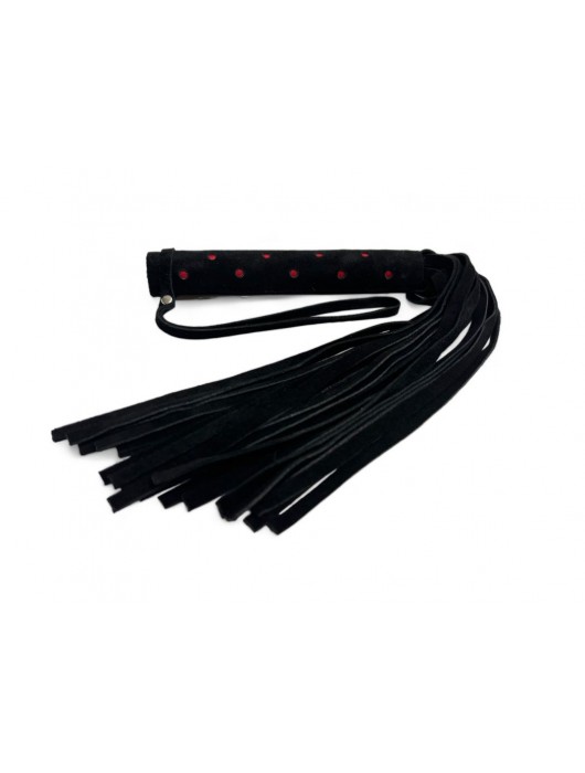 Черная замшевая плеть с красными точками на рукояти Red dot Princess - 43 см. - БДСМ Арсенал - купить с доставкой в Реутове