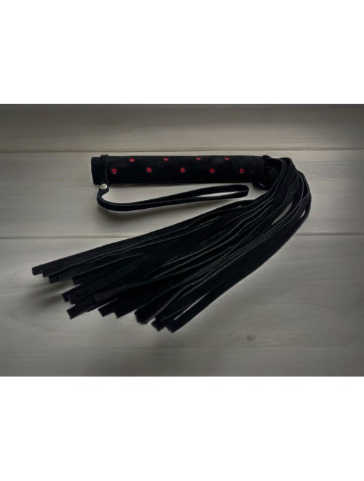 Черная замшевая плеть с красными точками на рукояти Red dot Princess - 43 см. - БДСМ Арсенал - купить с доставкой в Реутове