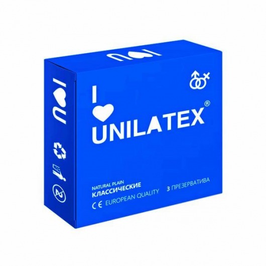 Классические презервативы Unilatex Natural Plain - 3 шт. - Unilatex - купить с доставкой в Реутове