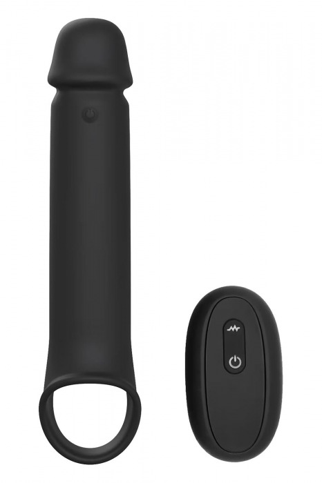 Черная насадка-удлинитель с вибрацией Vibrating Extender With Remote - Dream Toys - в Реутове купить с доставкой
