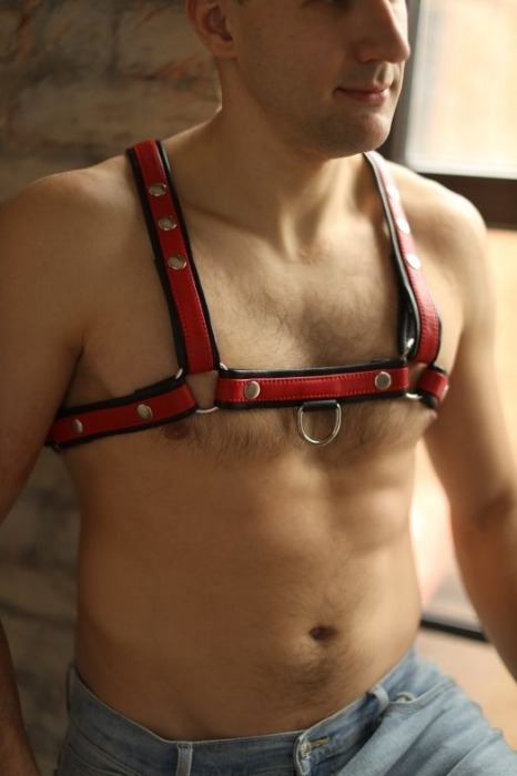 Черно-красная мужская портупея Black-Red - БДСМ Арсенал - купить с доставкой в Реутове