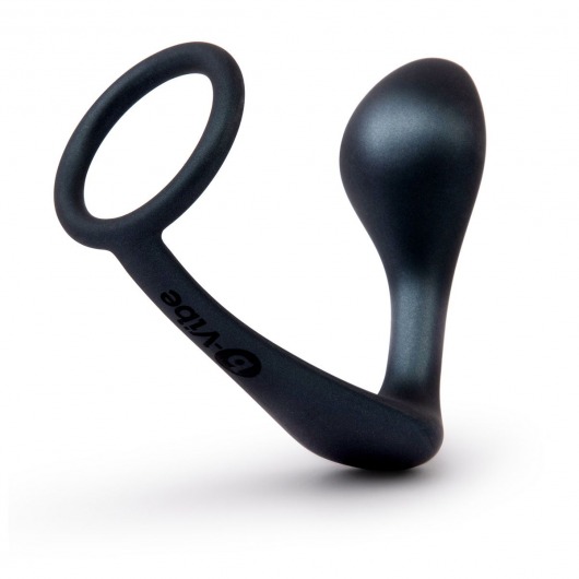 Черное эрекционное кольцо со стимулятором простаты Ringer Cock Ring   Plug - b-Vibe - в Реутове купить с доставкой