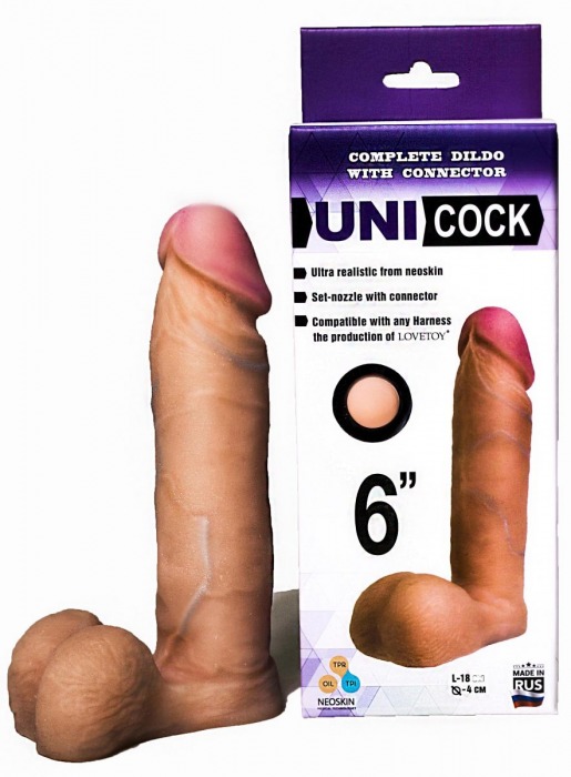 Насадка для страпона фаллической формы UNICOCK 6  - 18 см. - LOVETOY (А-Полимер) - купить с доставкой в Реутове