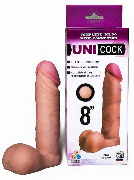 Фаллическая насадка для страпона UNICOCK 8  - 20 см. - LOVETOY (А-Полимер) - купить с доставкой в Реутове
