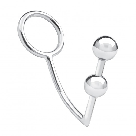 Кольцо на пенис с анальным стимулятором Two Bead Stainless Steel Anal Hook   Cock Ring - BlueLine - в Реутове купить с доставкой