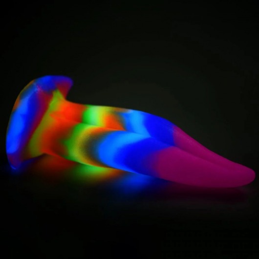 Фантазийный люминесцентный стимулятор-язык Unicorn Kiss Unicorn Tongue Glow-in-the-Dark Silicone Dildo - 21,3 см. - XR Brands