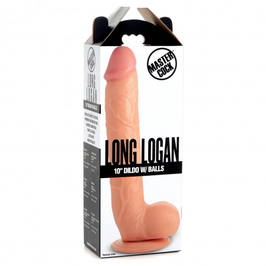 Телесный фаллоимитатор-гигант на присоске Long Logan 10’’ Dildo with Balls - 27,4 см. - XR Brands