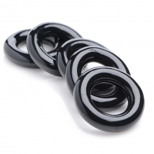 Комплект из 5 черных эрекционных колец для мошонки Ring Master Custom Ball Stretcher Kit - XR Brands - в Реутове купить с доставкой