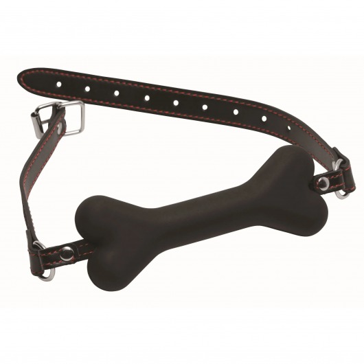 Черный кляп в форме косточки Hound Adjustable Dog Bone Gag - XR Brands - купить с доставкой в Реутове