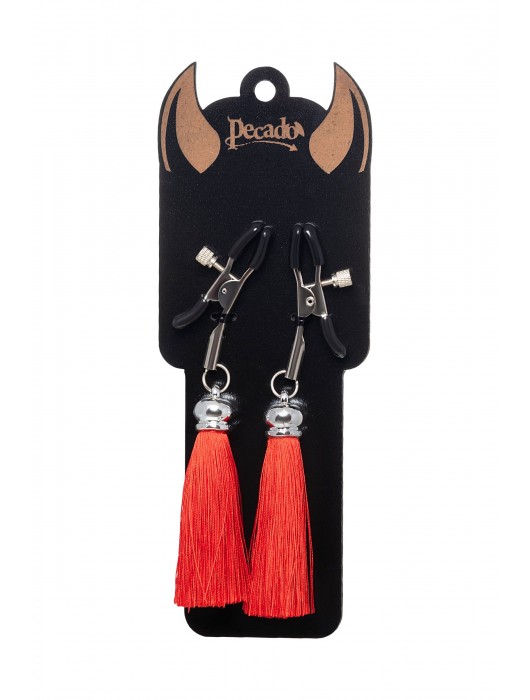 Зажимы на соски «Прищепки» с красными кисточками из шелка - Pecado - купить с доставкой в Реутове